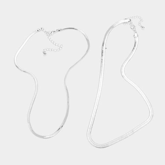 2PCS - Metal Snake Silver Chain Necklaces NWT - Picture 2 of 7